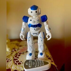 Blue and White Robot Toy